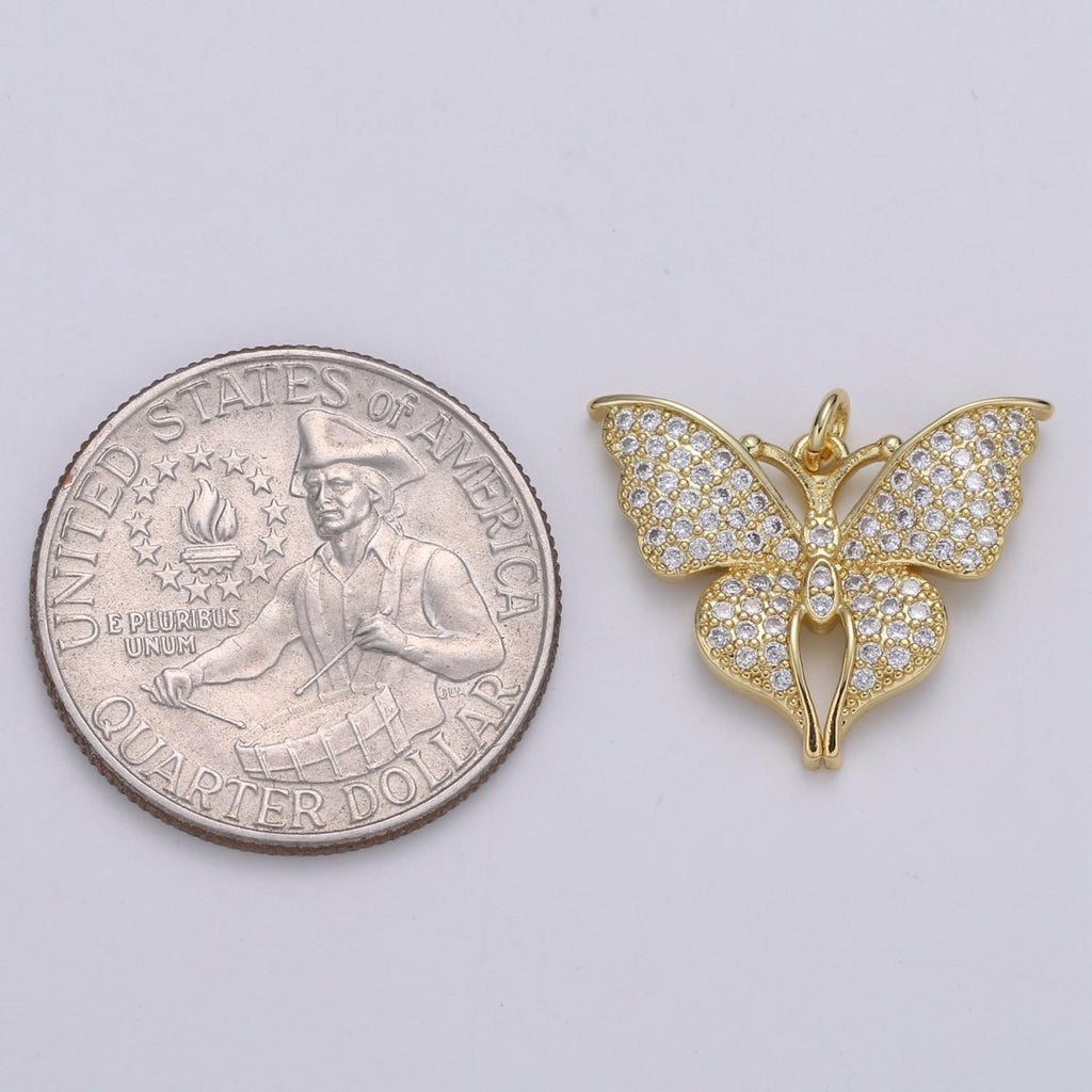 Dainty 24K Gold plated Butterfly Charm E-113 - DLUXCA