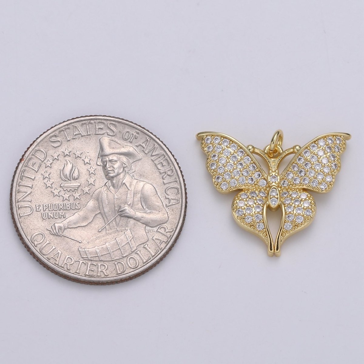 Dainty 24K Gold plated Butterfly Charm E-113 - DLUXCA