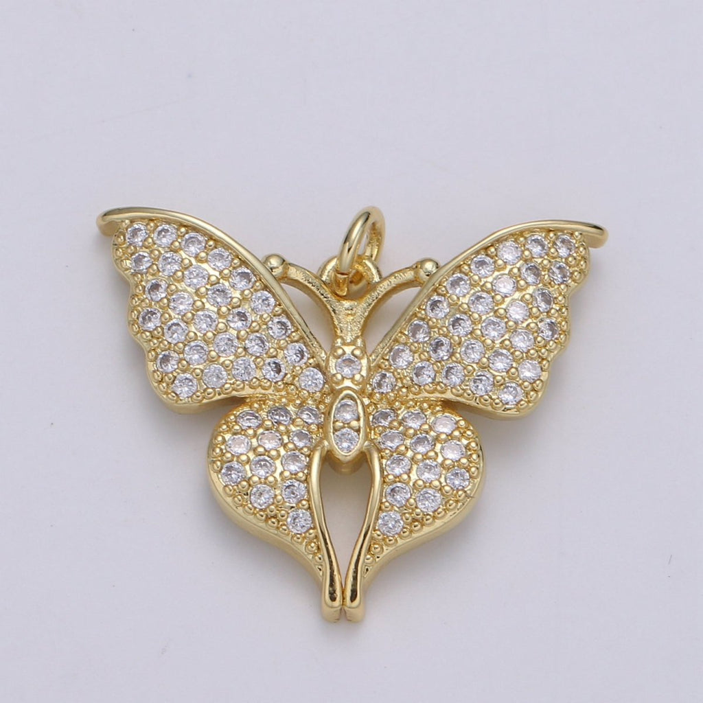 Dainty 24K Gold plated Butterfly Charm E-113 - DLUXCA