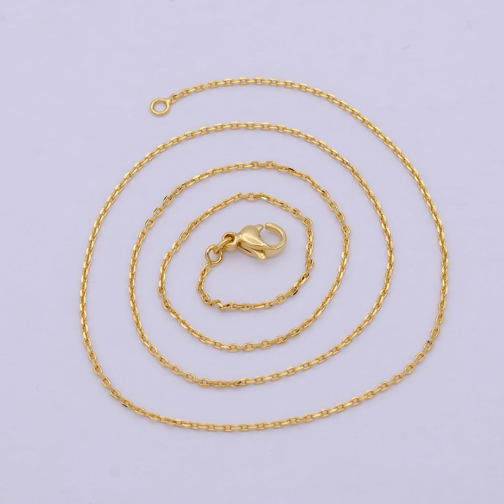 Dainty 24K Gold plated Cable Chain Necklace 17.5 inch for Woman Jewelry | WA-806 Clearance Pricing - DLUXCA