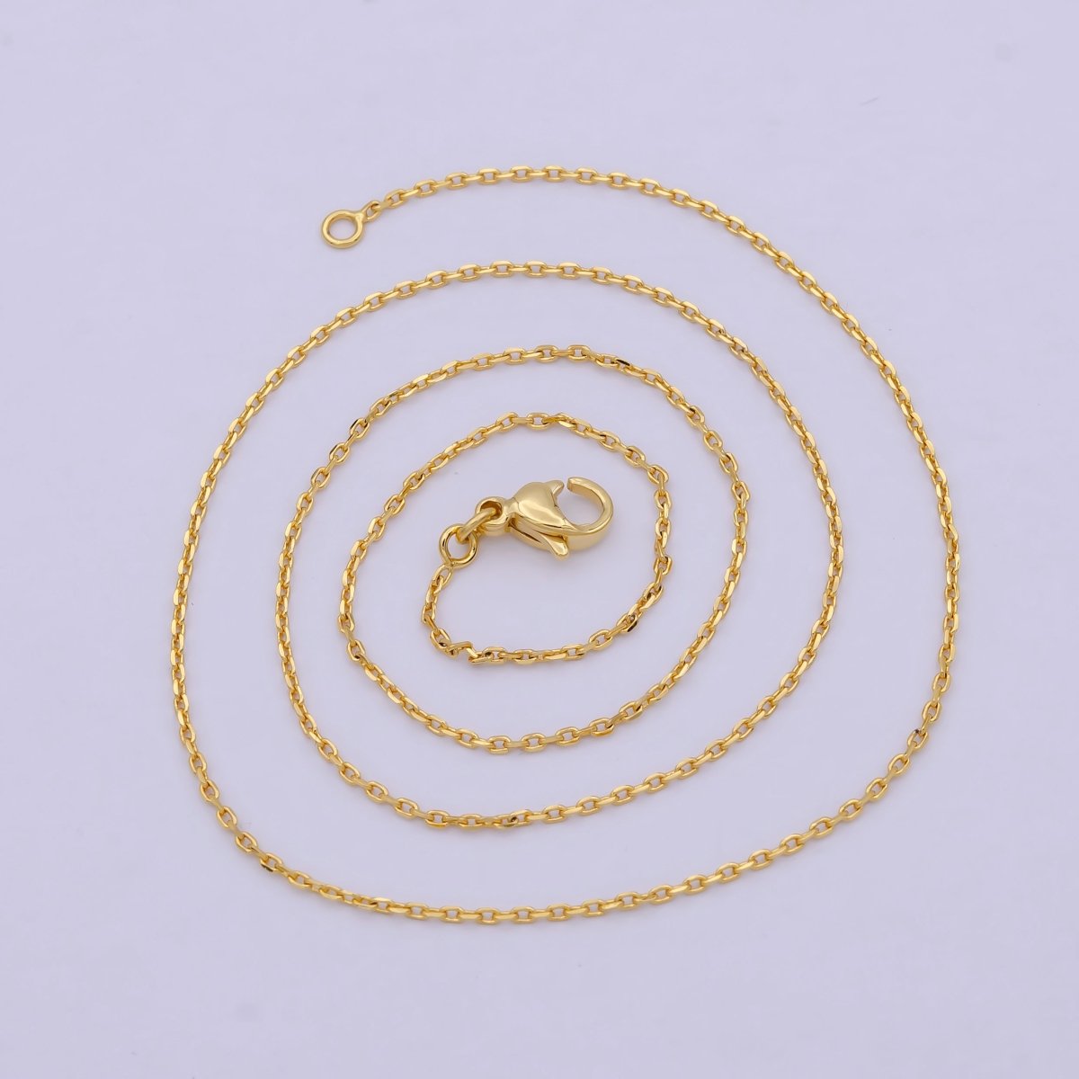 Dainty 24K Gold plated Cable Chain Necklace 17.5 inch for Woman Jewelry | WA-806 Clearance Pricing - DLUXCA
