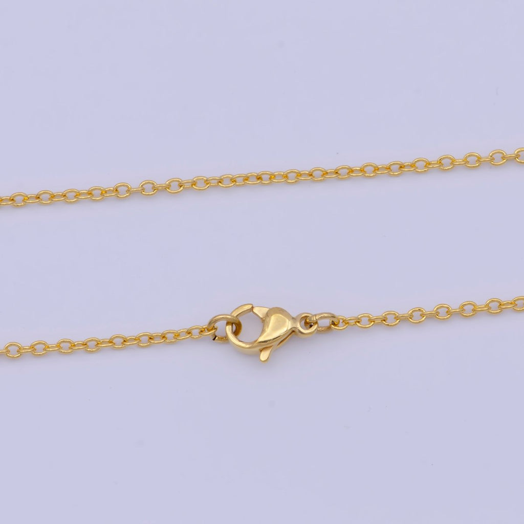 Dainty 24K Gold plated Cable Chain Necklace Gold Link Chain Necklace Ready to Wear 17.5 Inch | WA-1148 Clearance Pricing - DLUXCA