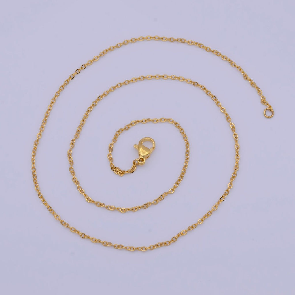 Dainty 24K Gold plated Cable Chain Necklace Gold Link Chain Necklace Ready to Wear 17.5 Inch | WA-1148 Clearance Pricing - DLUXCA