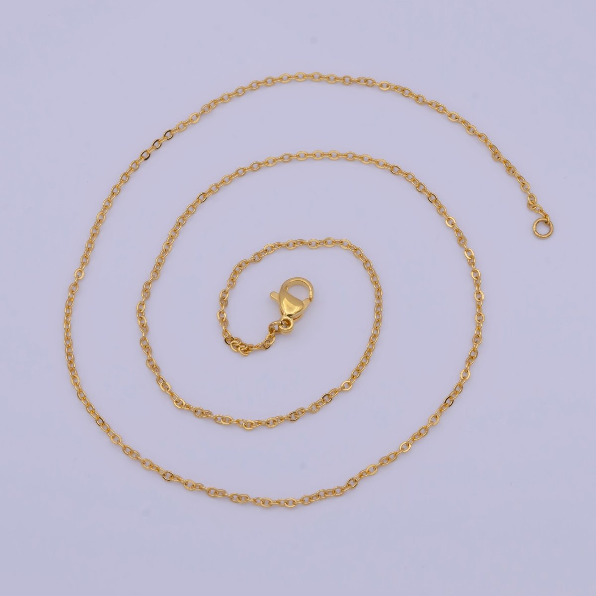 Dainty 24K Gold plated Cable Chain Necklace Gold Link Chain Necklace Ready to Wear 17.5 Inch | WA-1148 Clearance Pricing - DLUXCA