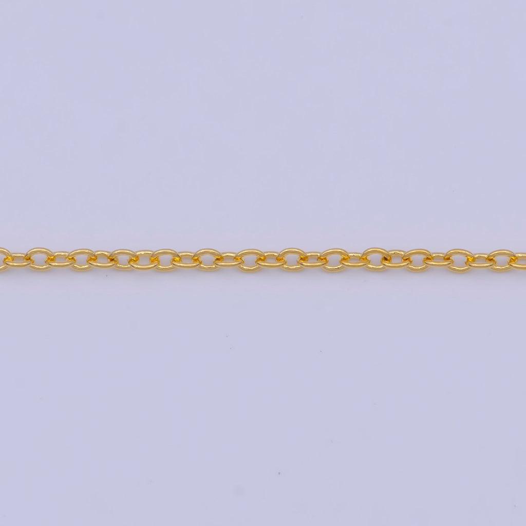 Dainty 24K Gold plated Cable Chain Necklace Gold Link Chain Necklace Ready to Wear 17.5 Inch | WA-1148 Clearance Pricing - DLUXCA