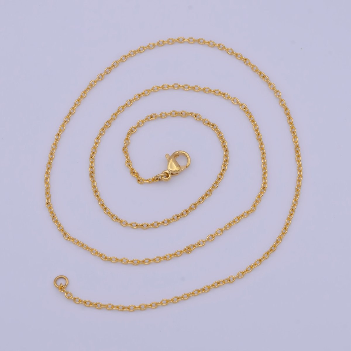 Dainty 24K Gold plated Cable Chain Necklace Gold Link Chain Necklace Ready to Wear 17.5 Inch | WA-1148 Clearance Pricing - DLUXCA
