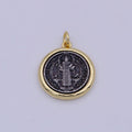 Dainty 24k Gold plated Coin Saint Benedict Charm Religious Medallion Bracelet Necklace Pendant Earring Findings for Jewelry Making E-123 - DLUXCA
