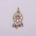 Dainty 24k Gold plated Flower Charm Purple Daisy Flower Charm for necklace bracelet earring M-934 M-935 - DLUXCA