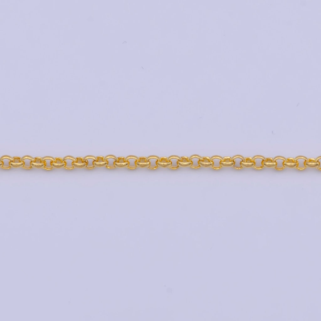 Dainty 24K Gold plated Rolo Chain Necklace Gold Link Chain Necklace Ready to Wear 17.5 Inch | WA-1150 Clearance Pricing - DLUXCA