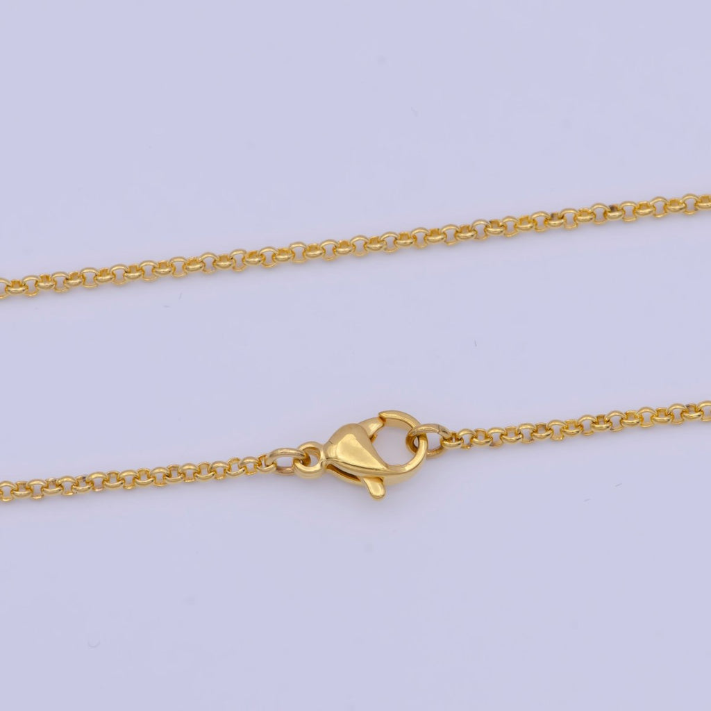 Dainty 24K Gold plated Rolo Chain Necklace Gold Link Chain Necklace Ready to Wear 17.5 Inch | WA-1150 Clearance Pricing - DLUXCA