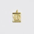 Dainty 24k Gold plated Scroll Charm Saint Benedict Charm Medallion for Bracelet Necklace Pendant Religious Jewelry Making Supply E-119 - DLUXCA