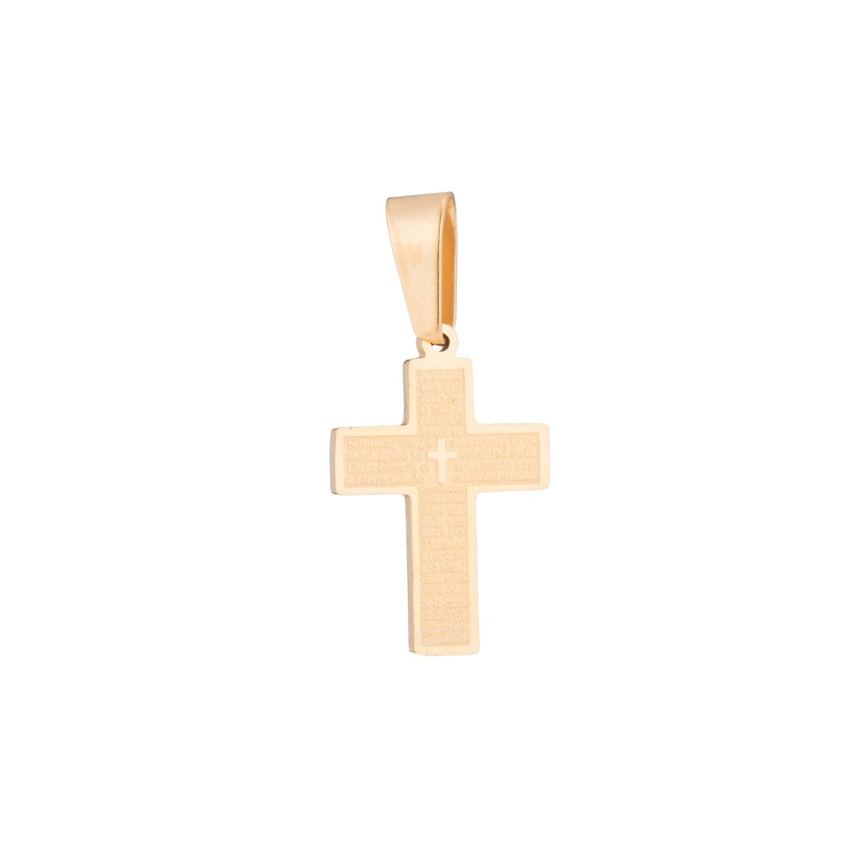 Dainty 24k Gold plated Spanish Lord's Prayer Charm Cross Pendant for Religious Jewelry Making Supply J-439 - DLUXCA