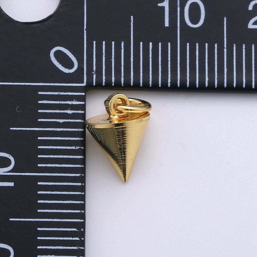 Dainty 24K Gold plated Spike Charms,11x7mm Spike Pendants Conical Spike Charm,Drop Pendulum Pendant Stud Charm,Jewelry Finding K-800 - DLUXCA