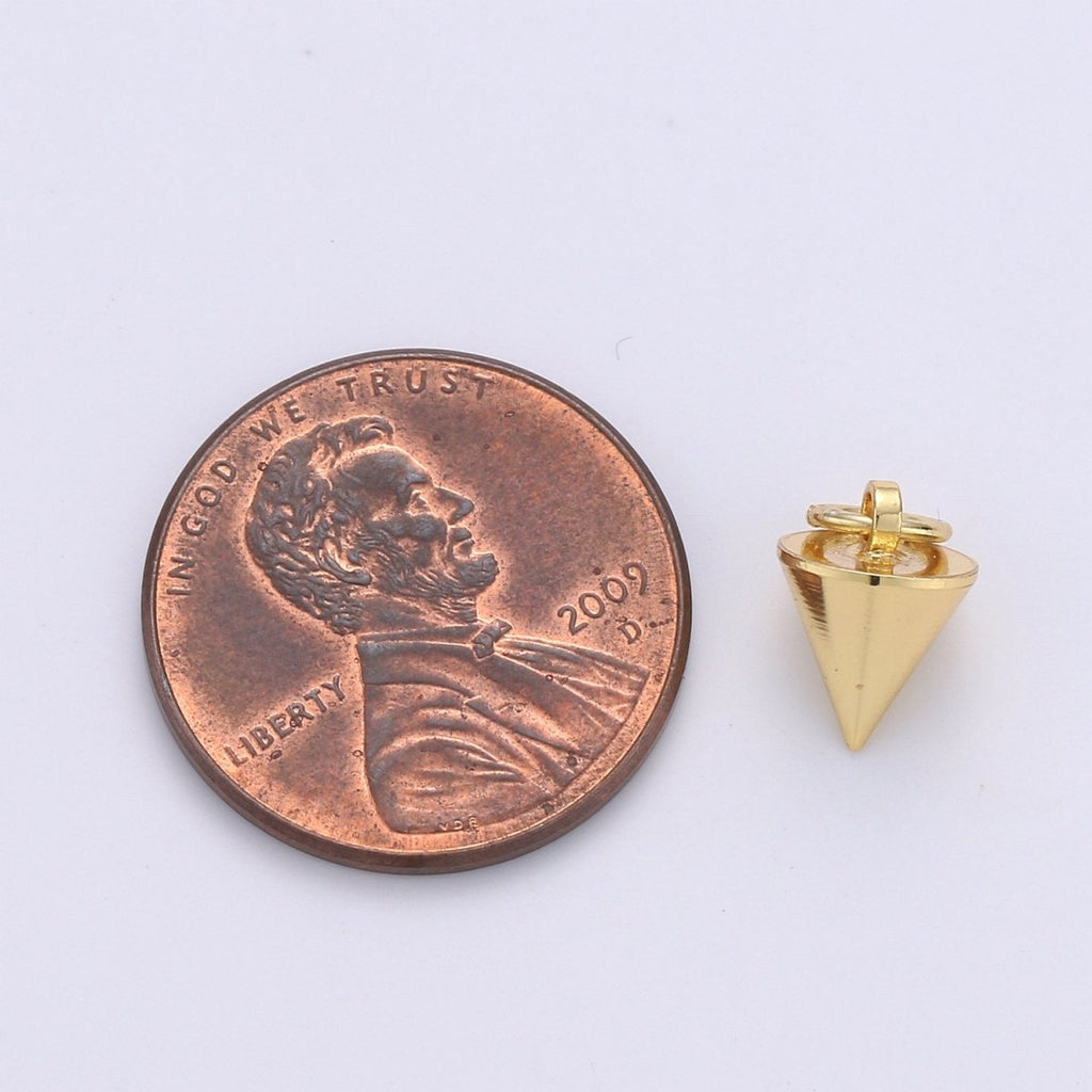 Dainty 24K Gold plated Spike Charms,11x7mm Spike Pendants Conical Spike Charm,Drop Pendulum Pendant Stud Charm,Jewelry Finding K-800 - DLUXCA