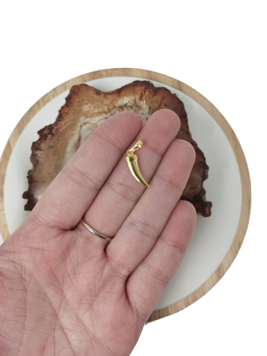 Dainty 24k Gold plated Tusk Charm 23mm x 5mm I-300 - DLUXCA