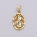 Dainty 24K Gold plated Virgen de Guadalupe Pendant, Catholic Jewelry, Our Lady of Guadalupe Charm Catholic Religious Jewelry I-801 - DLUXCA