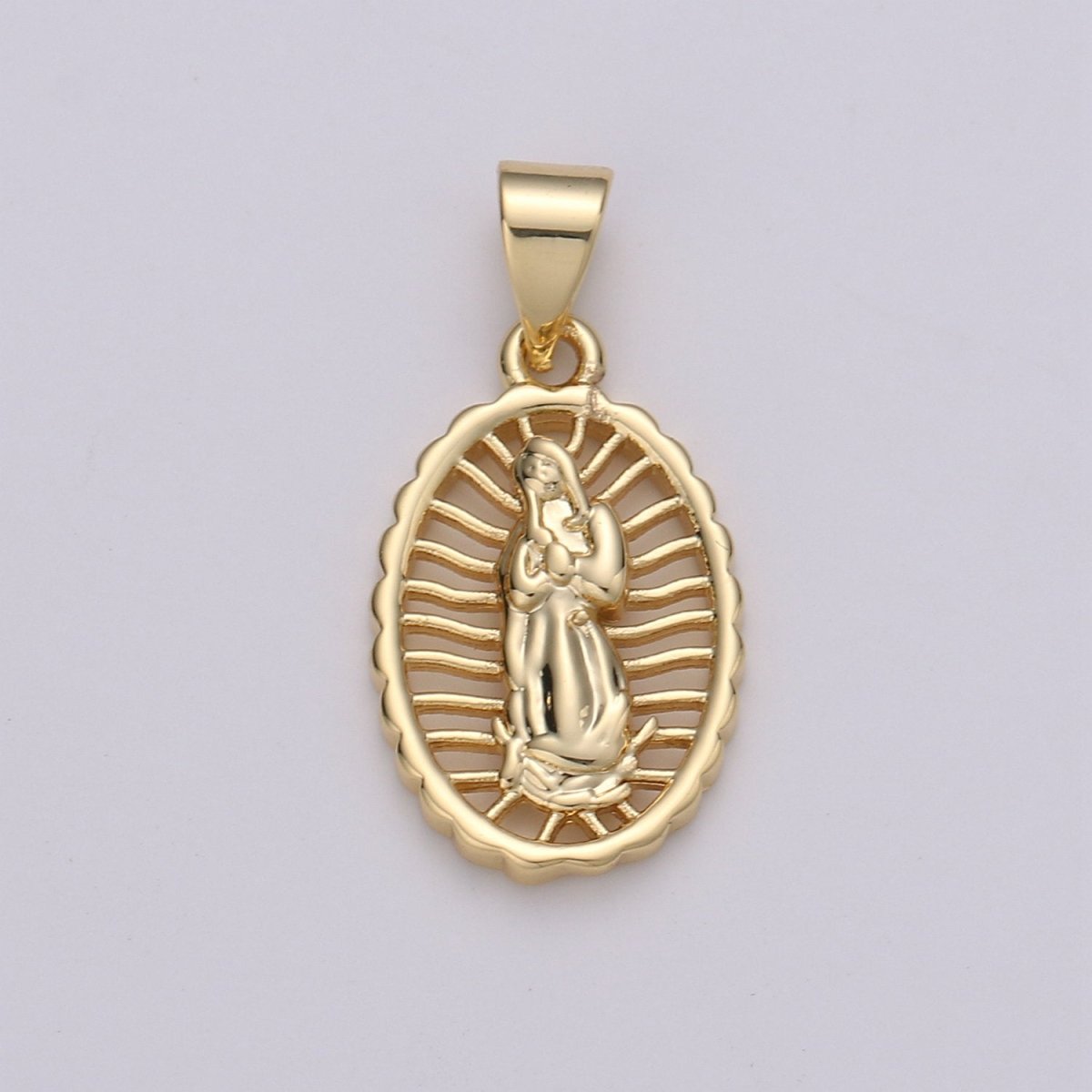Dainty 24K Gold plated Virgen de Guadalupe Pendant, Catholic Jewelry, Our Lady of Guadalupe Charm Catholic Religious Jewelry I-801 - DLUXCA