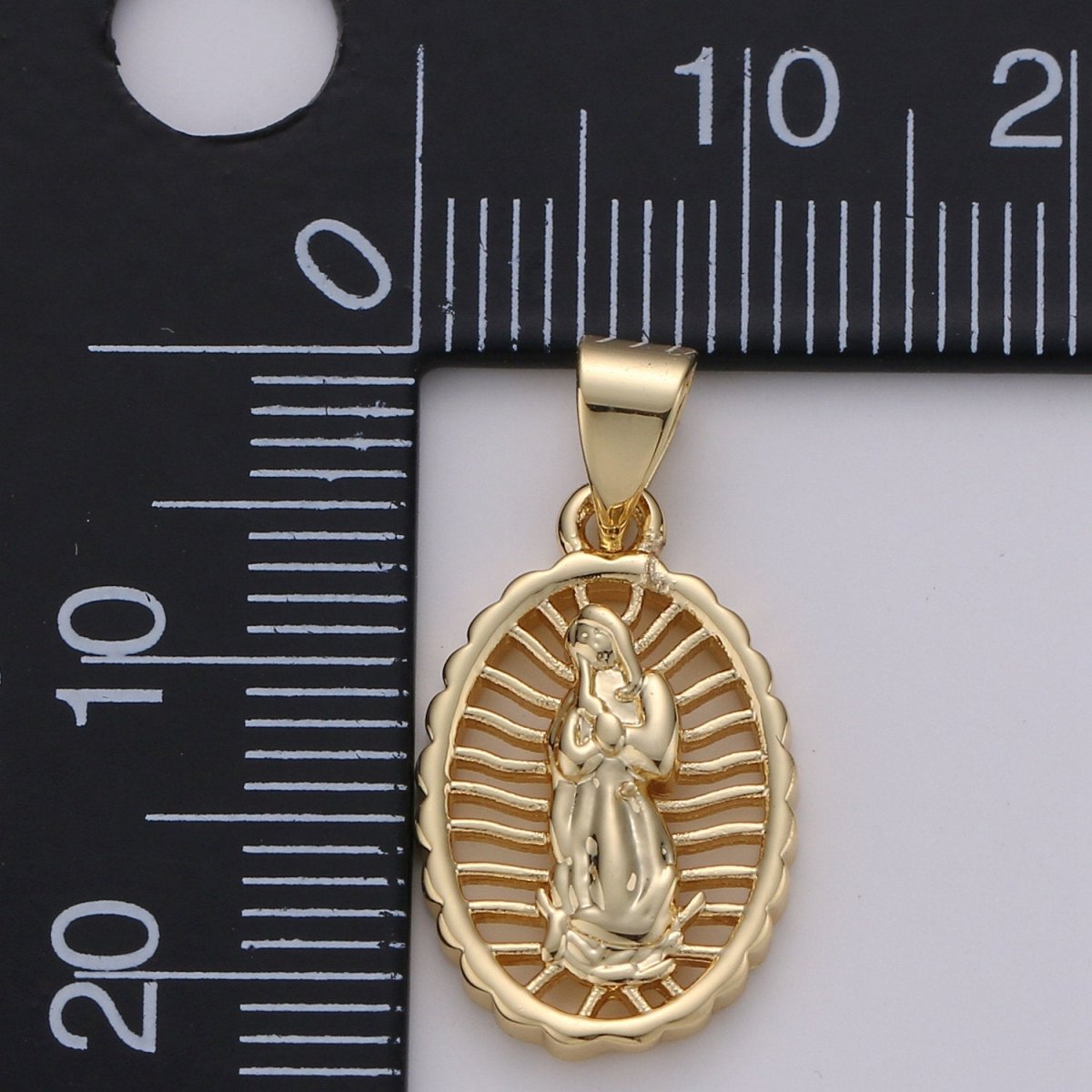 Dainty 24K Gold plated Virgen de Guadalupe Pendant, Catholic Jewelry, Our Lady of Guadalupe Charm Catholic Religious Jewelry I-801 - DLUXCA