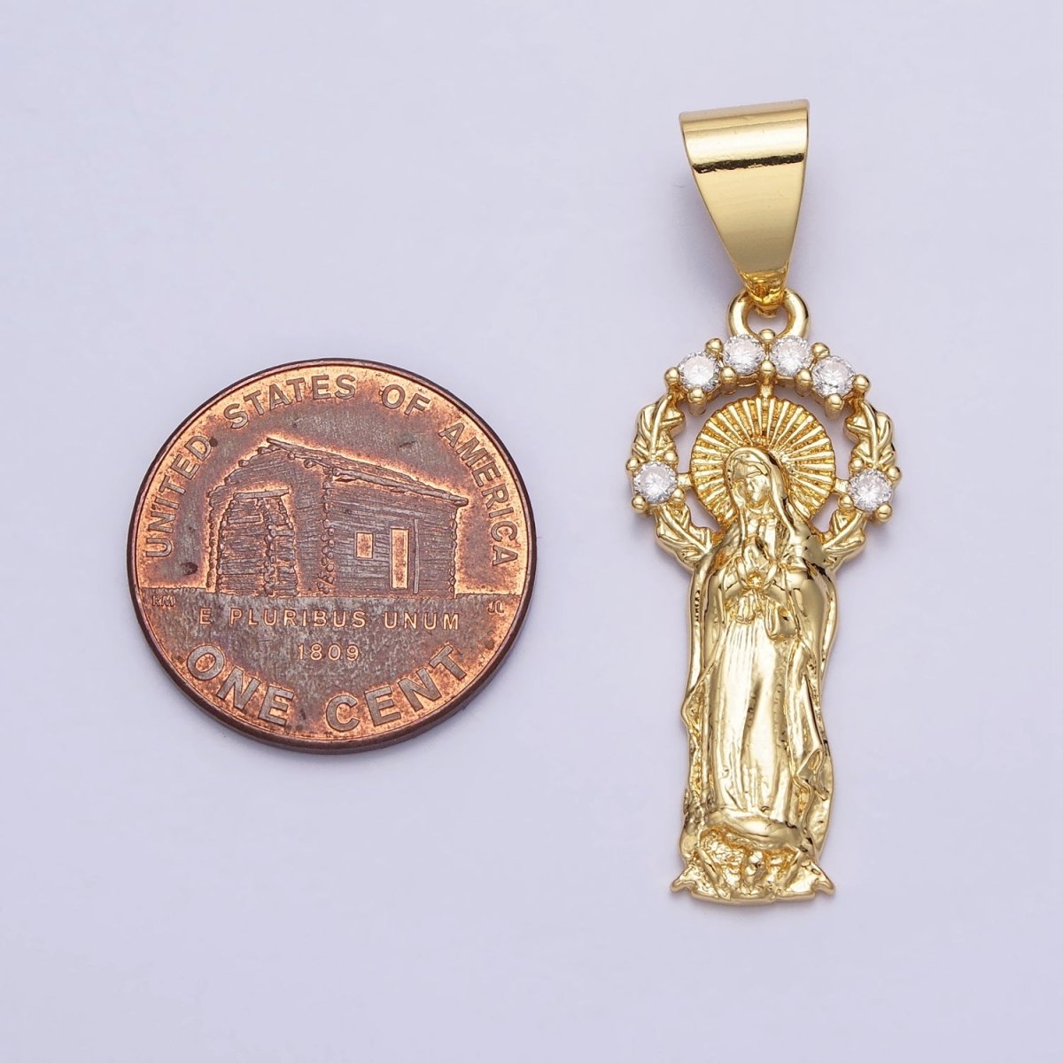 Dainty 24K Gold plated Virgin Mary Pendant Catholic Religious Jewelry Making AA259 - DLUXCA