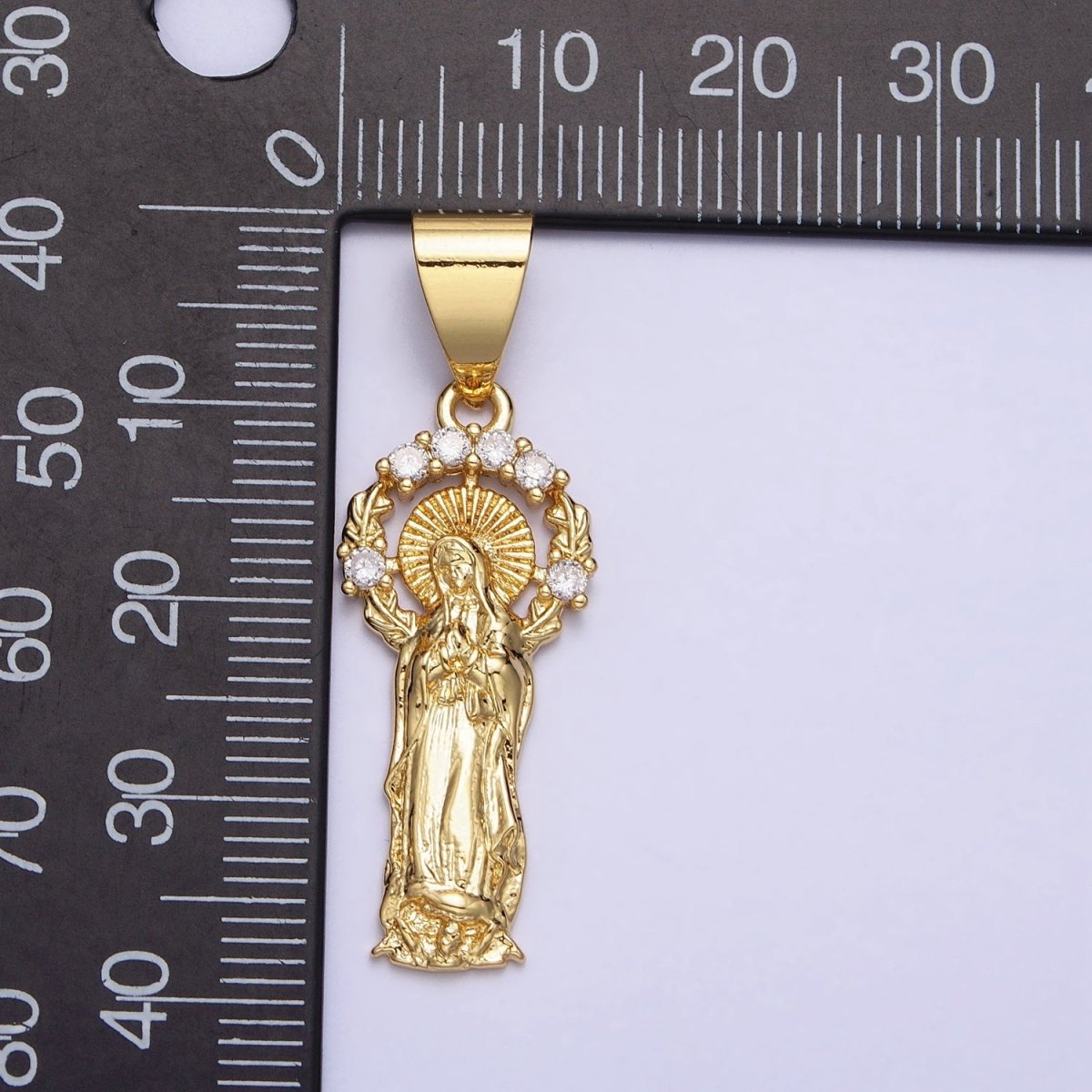 Dainty 24K Gold plated Virgin Mary Pendant Catholic Religious Jewelry Making AA259 - DLUXCA