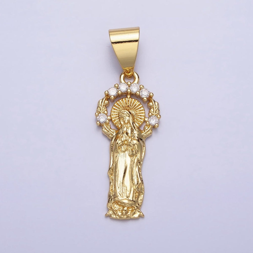 Dainty 24K Gold plated Virgin Mary Pendant Catholic Religious Jewelry Making AA259 - DLUXCA