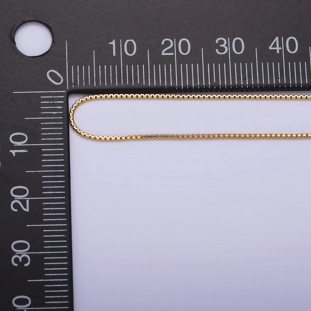 Dainty 24K Gold Vermeil Box Chain Necklace 925 Sterling Silver Necklace Chain w/ Heavy 24K Gold Plated 15.35 inch + 2 inch extender | WA-1982 Clearance Pricing - DLUXCA