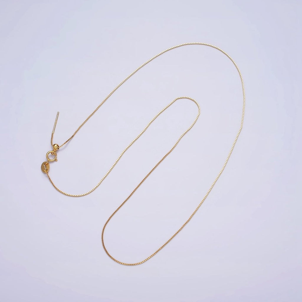 Dainty 24K Gold Vermeil Box Chain Necklace 925 Sterling Silver Necklace Chain w/ Heavy 24K Gold Plated 18 inch | WA-1960 Clearance Pricing - DLUXCA