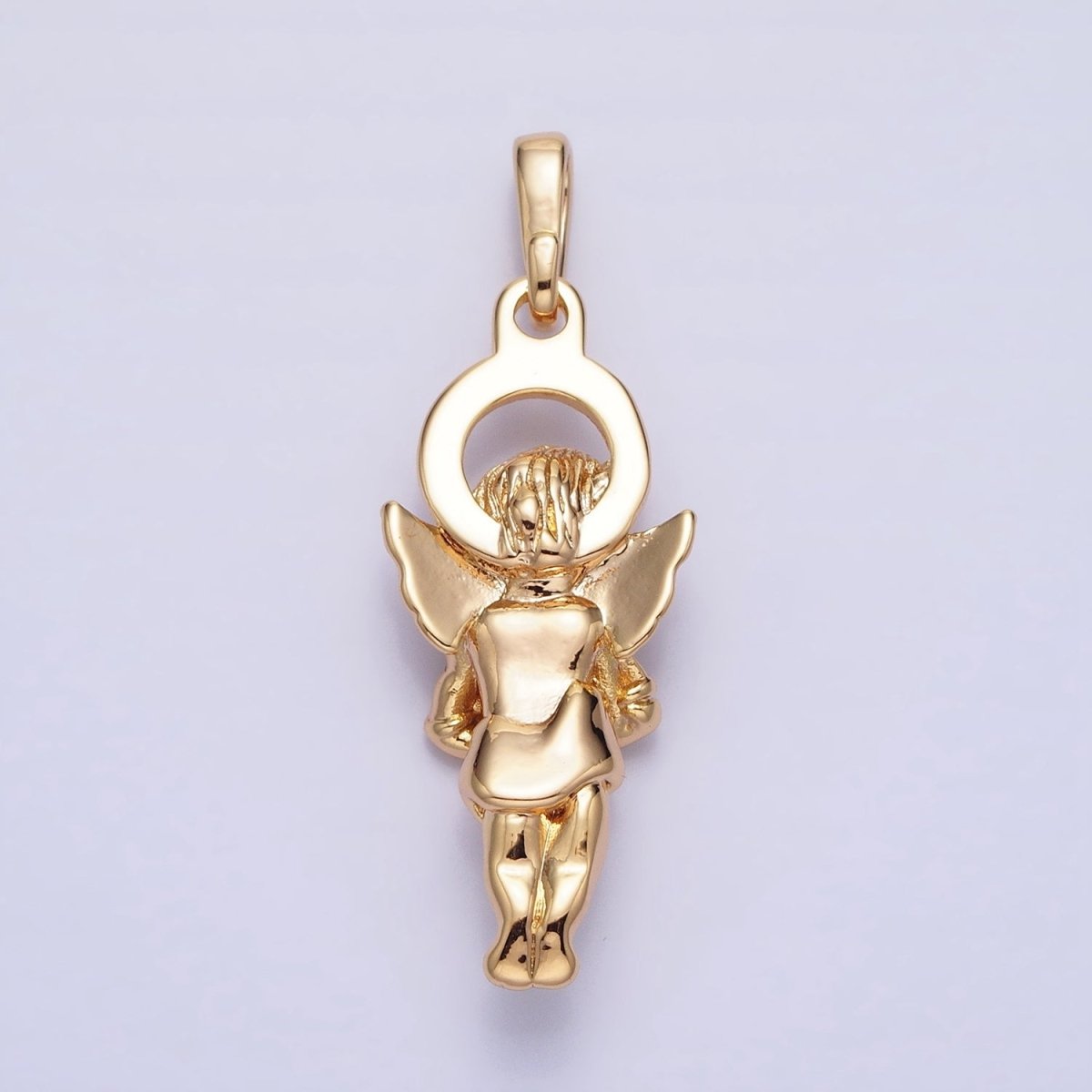 Dainty 3D 16K Gold plated Guardian Angel Pendant Micro Pave Silver Religious Charm AA303 AA304