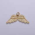 Dainty Angel Wing 14K Gold plated Wing Charm Cubic Zirconia Feather Charm N-321 - DLUXCA