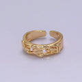 Dainty Art Deco Ring Flower Carved Design 18k Gold plated Open Adjustable Ring O-2076 - DLUXCA