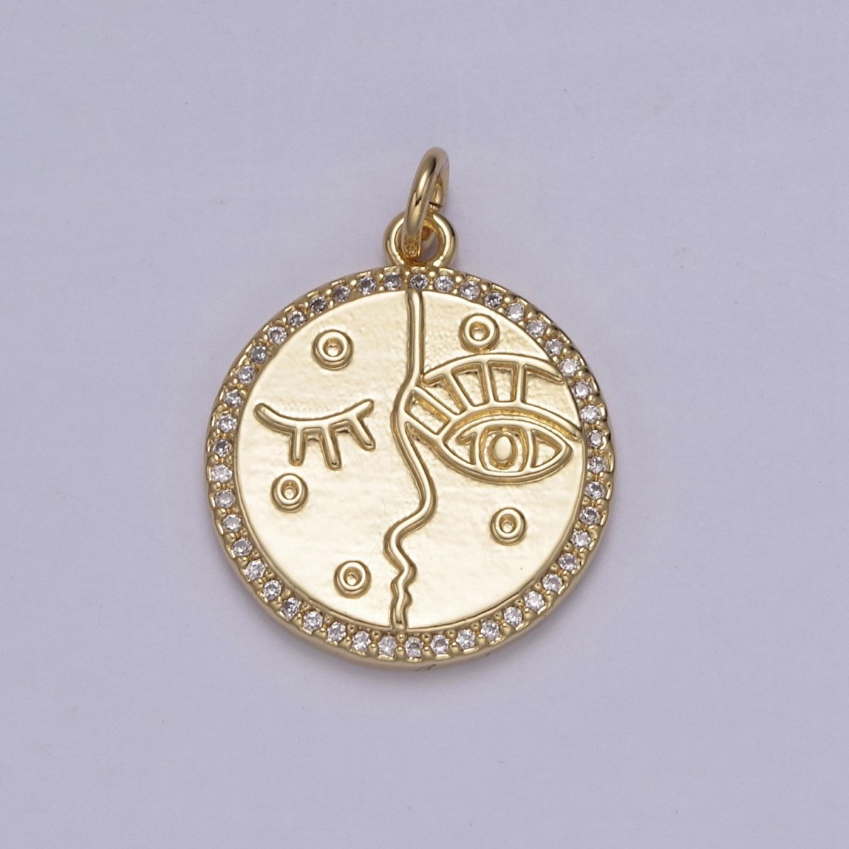Dainty Artistic Women Face Eye Charm in 14k Gold plated Cubic Zirconia Female Ladies Charm N-816 - DLUXCA