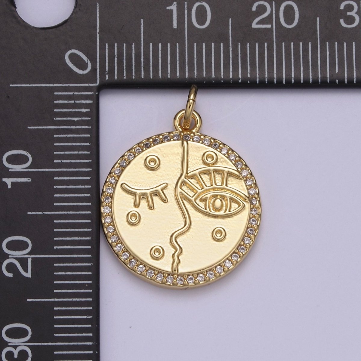 Dainty Artistic Women Face Eye Charm in 14k Gold plated Cubic Zirconia Female Ladies Charm N-816 - DLUXCA