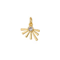Dainty Bezel Set CZ Charm gold plated set with cubic zirconia accent Bohemian Sun Boho 14mm x 13mm for Necklace Earring Jewelry making C-321