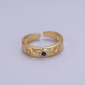 Dainty Blue CZ Stone Gold Band for Midi Ring Stackable Jewelry S-526 - DLUXCA