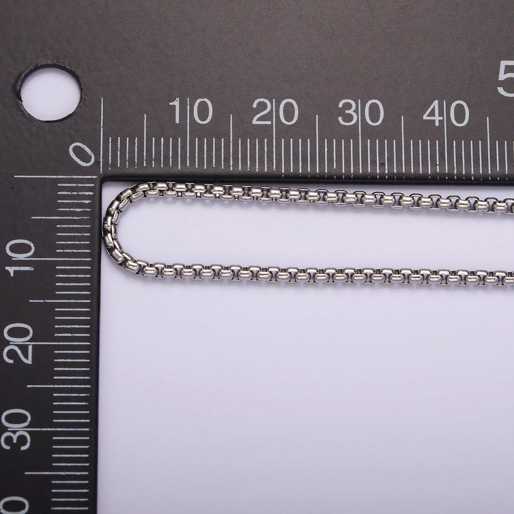 Dainty Box Chain Necklace Stainless Steel 23.6 inch Necklace in Silver | WA-2405 - DLUXCA
