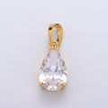 Dainty Brilliant Cut Tear Drop Cubic Zirconia Clear Pendant Solitaire 24K Gold plated Charm for Necklace Bracelet Earring J-079 - DLUXCA