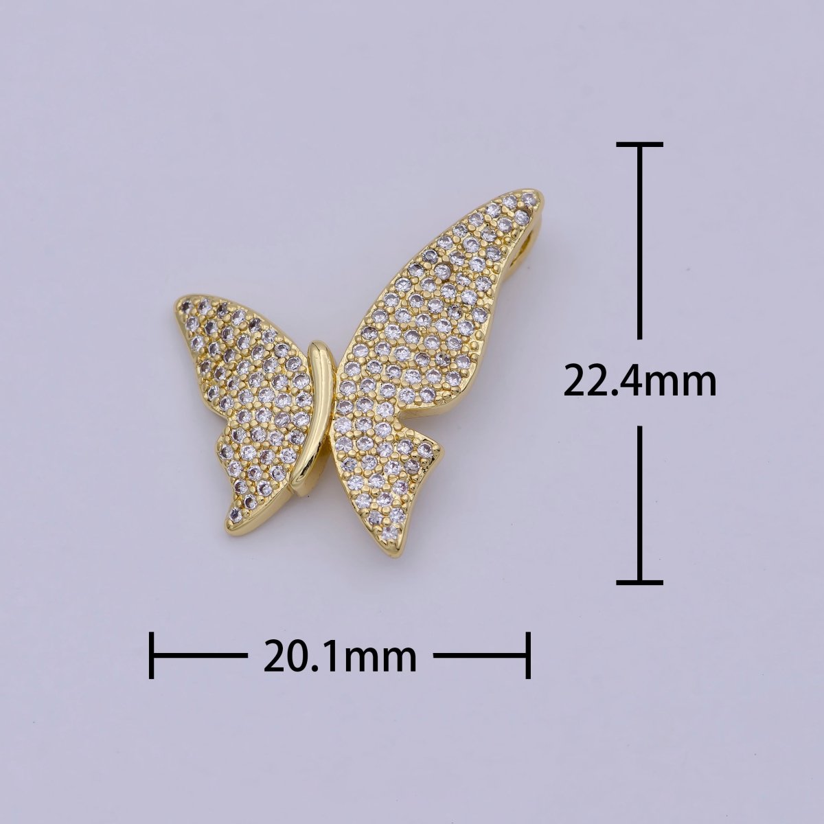Dainty Butterfly Charm CZ Micro Pave Butterfly Pendant 14k Gold plated Butterfly Charm Necklace, Mariposa Butterfly Charm E-541 - DLUXCA