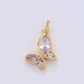 Dainty Butterfly Gold plated Charm with CZ Crystal - D-268 - DLUXCA
