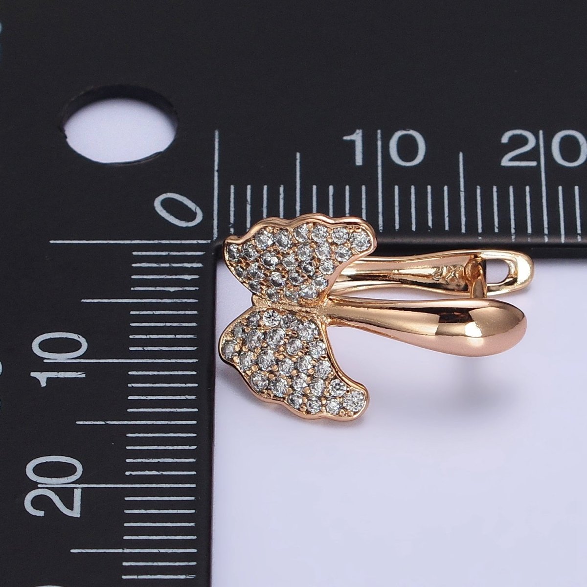 Dainty Butterfly Gold plated Earring Huggie with Micro Pave Cz Stone AB1056 - DLUXCA