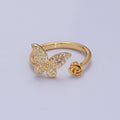 Dainty Butterfly Ring, Adjustable Gold Ring, Micro Pave CZ Mariposa Ring, Animal Lover Ring for Minimalist jewelry Everyday Wear O-2143 - DLUXCA