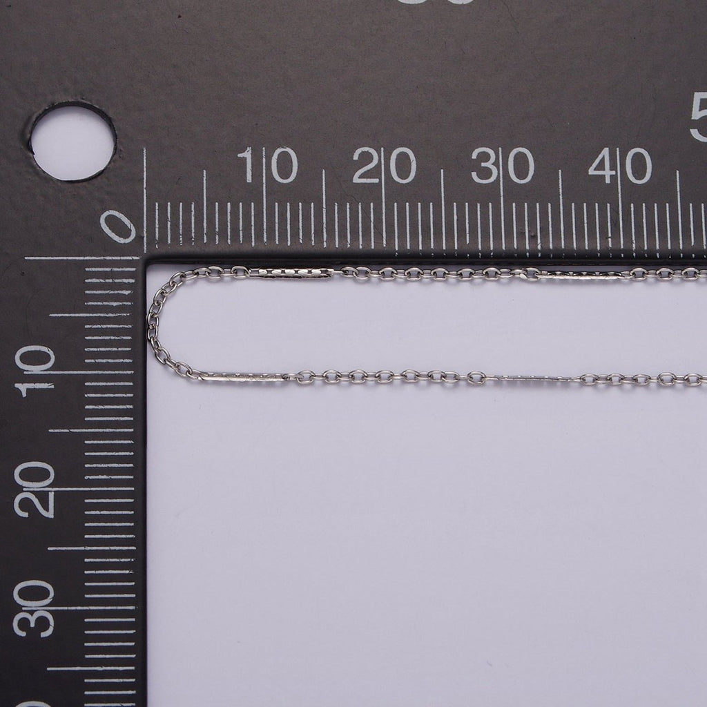 Dainty Cable Chain Necklace Stainless Steel 18 inch Flat Satellite Necklace in Silver | WA-2387 - DLUXCA
