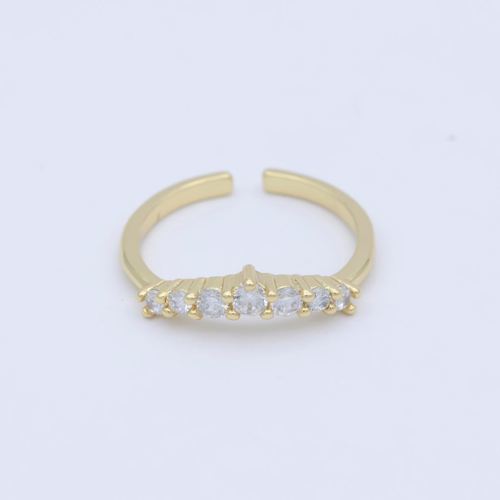 Dainty Clear Cz Stone Stackable Open Adjustable Ring in 18k Gold plated Minimalist jewelry O-488 - DLUXCA