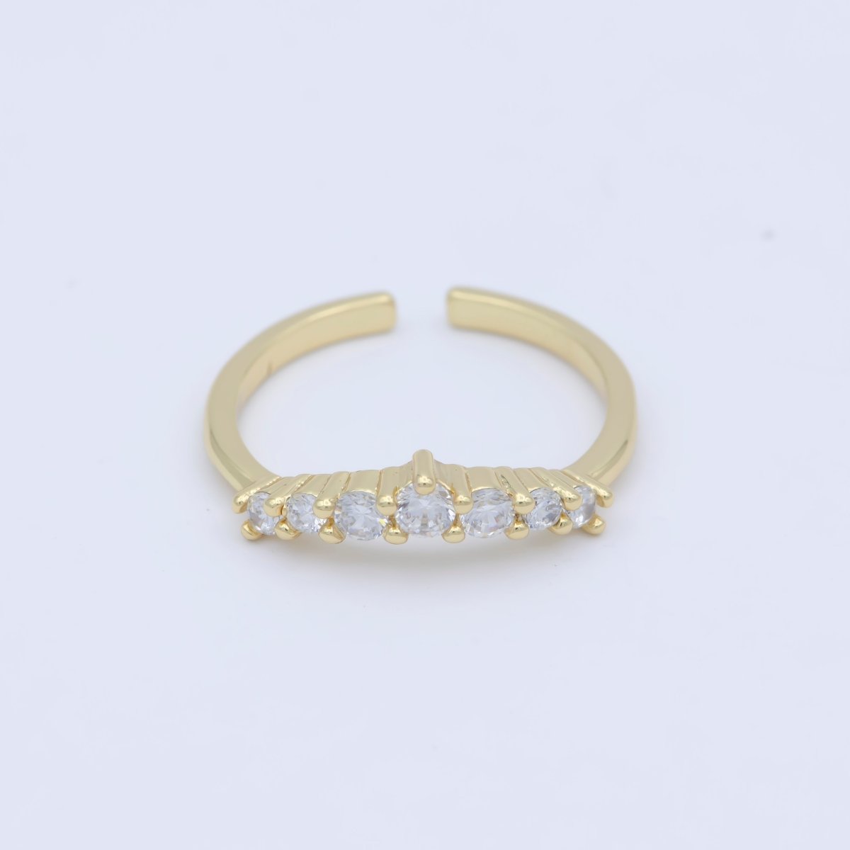 Dainty Clear Cz Stone Stackable Open Adjustable Ring in 18k Gold plated Minimalist jewelry O-488 - DLUXCA