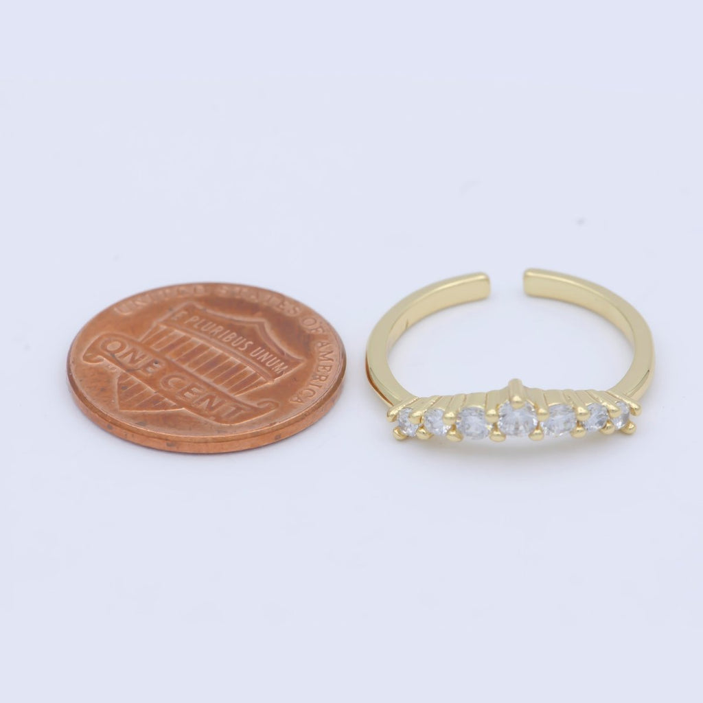 Dainty Clear Cz Stone Stackable Open Adjustable Ring in 18k Gold plated Minimalist jewelry O-488 - DLUXCA