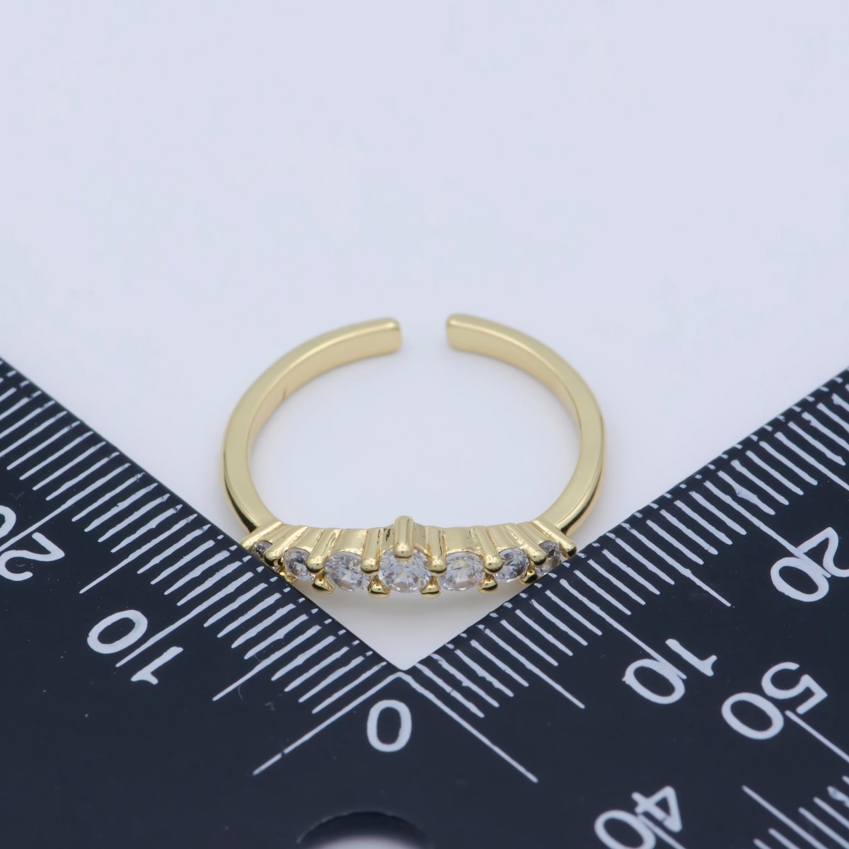 Dainty Clear Cz Stone Stackable Open Adjustable Ring in 18k Gold plated Minimalist jewelry O-488 - DLUXCA