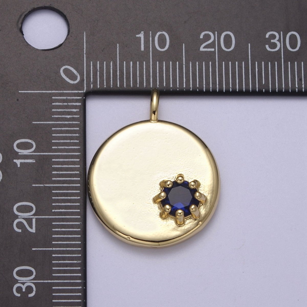 Dainty Coin Charm With Color Cz Stone for Necklace Bracelet Supply H-531 H-537 H-538 H-540