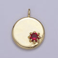 Dainty Coin Charm With Color Cz Stone for Necklace Bracelet Supply H-531 H-537 H-538 H-540