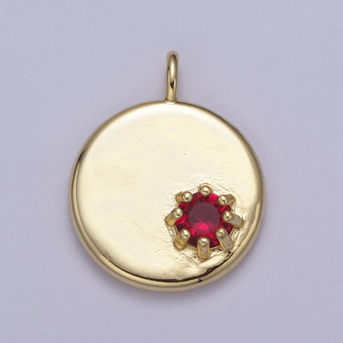 Dainty Coin Charm With Color Cz Stone for Necklace Bracelet Supply H-531 H-537 H-538 H-540