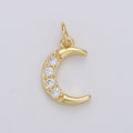 Dainty Crescent Moon Charm Pendant- Micro Pave Silver, Gold plated Half moon charm pendant, Crescent Moon Pendant Celestial Jewelry D-182 D-183