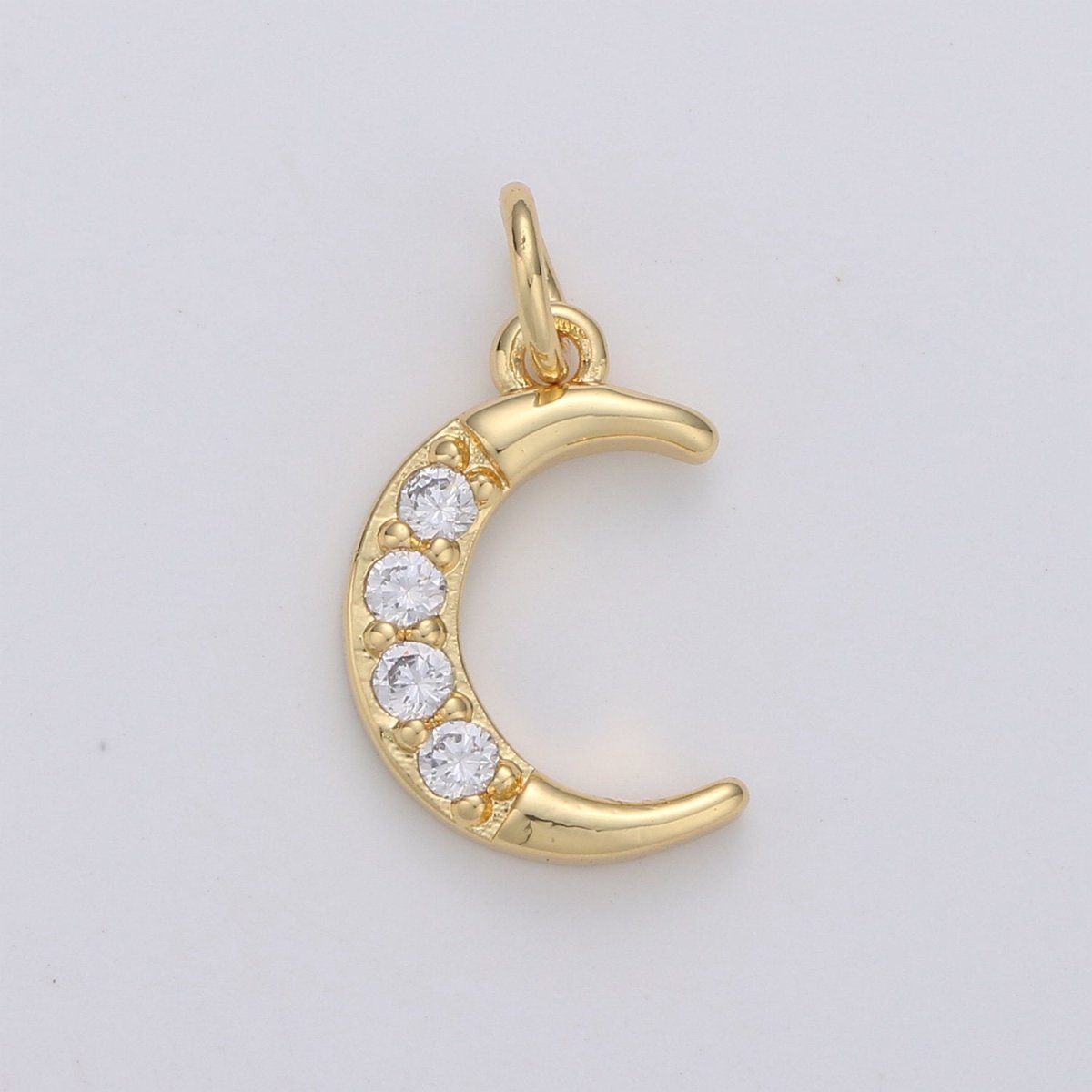 Dainty Crescent Moon Charm Pendant- Micro Pave Silver, Gold plated Half moon charm pendant, Crescent Moon Pendant Celestial Jewelry D-182 D-183